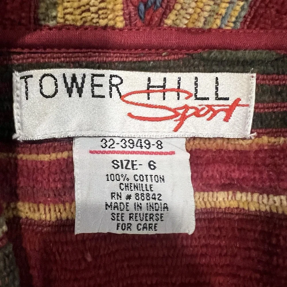 Vintage Tower Hill Sport Womens Size 6 Tapestry Aztec‎ Blazer Shawl Cardigan 80s